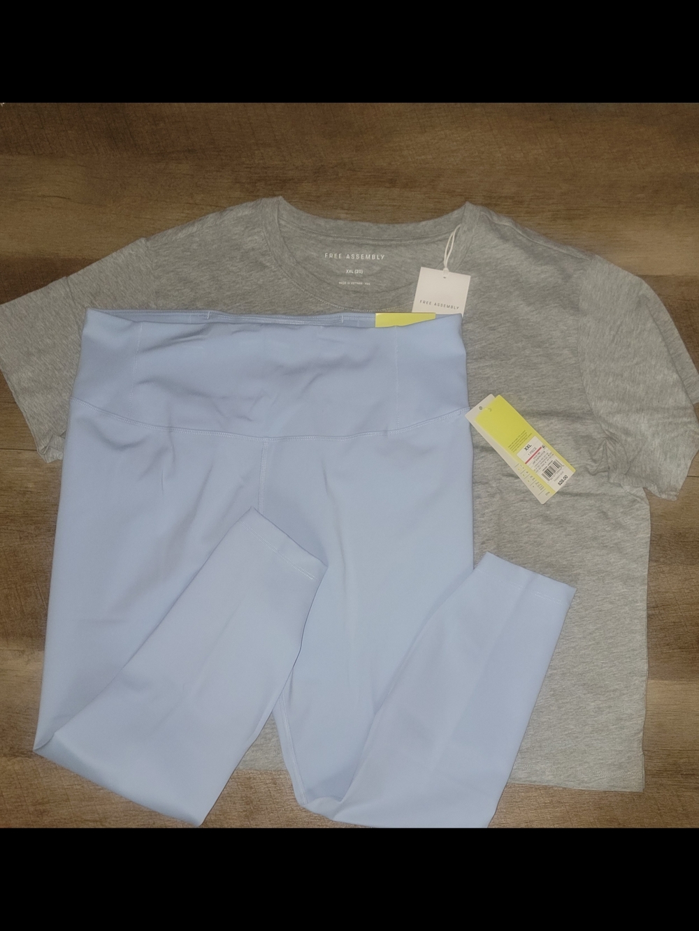 Blue High-Waist Leggings with Heather Gray Tee
